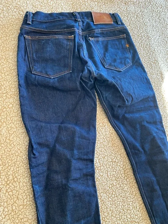 Brave Star Slim Straight Men's Dark Blue Denim Jeans - Picture 5 of 16